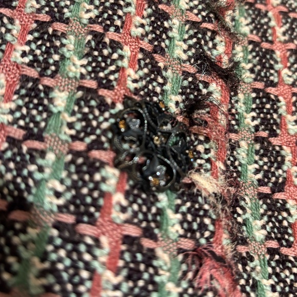 ELIE TAHARI tweed EMBELLISHED blazer sport coat jacket BEADED boho luxury LARGE - Picture 10 of 16